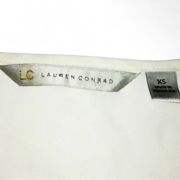 🍭 Boho LC Lauren Conrad White/Cream Lacy Sleeveless Peplum Camisole Top Size XS - Picture 2 of 16